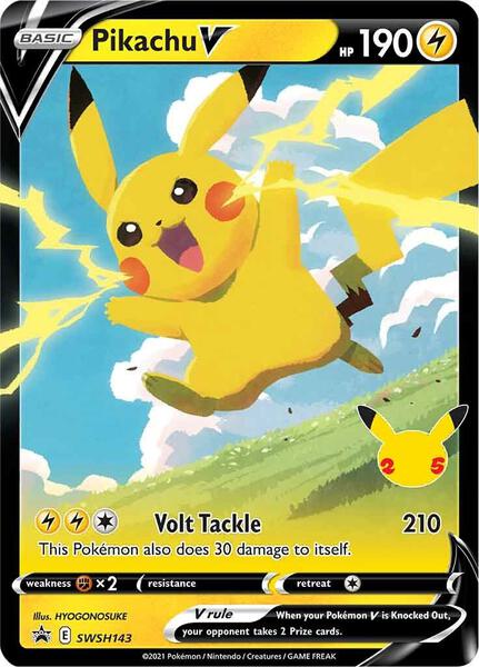 Pikachu V - SWSH143 - SWSH Sword and Shield Promo Cards - Holofoil - Lightly Played (LP)