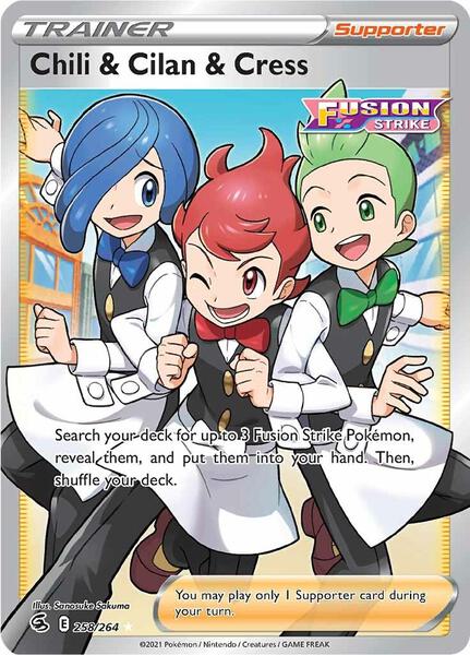 Chili & Cilan & Cress (Full Art) - SWSH08 Fusion Strike - Holofoil - Near Mint (NM)