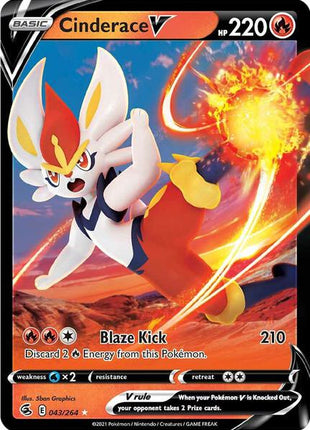 Cinderace V (43) - SWSH08 Fusion Strike - Holofoil - Near Mint (NM)