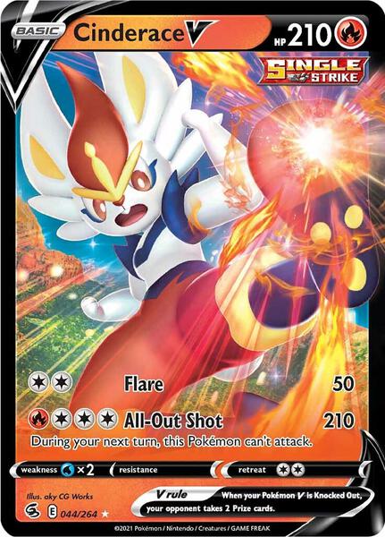 Cinderace V (44) - SWSH08 Fusion Strike - Holofoil - Near Mint (NM)