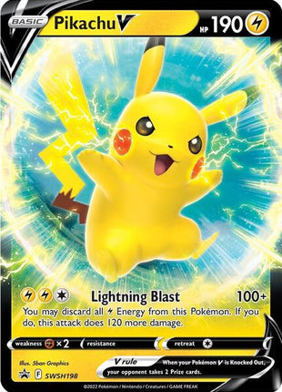 Pikachu V - SWSH198 - SWSH Sword and Shield Promo Cards - Holofoil - Near Mint (NM)