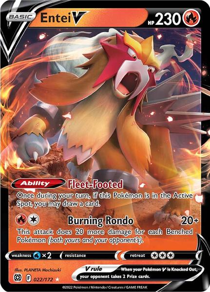 Entei V - SWSH09 Brilliant Stars - Holofoil - Near Mint (NM)