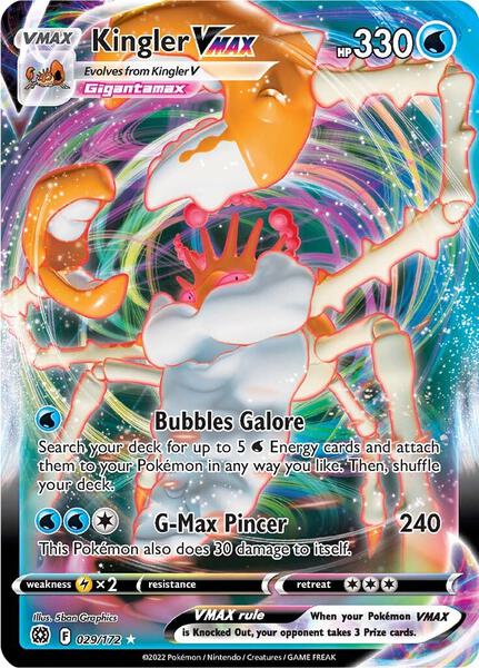 Kingler VMAX - SWSH09 Brilliant Stars - Holofoil - Near Mint (NM)