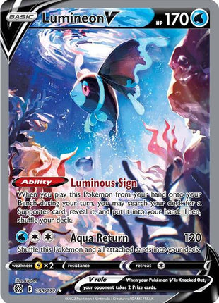 Lumineon V (Alternate Full Art) - SWSH09 Brilliant Stars - Holofoil - Damaged
