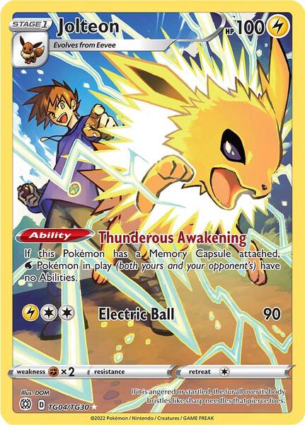 Jolteon - SWSH09 Brilliant Stars Trainer Gallery - Holofoil - Heavily Played (HP)