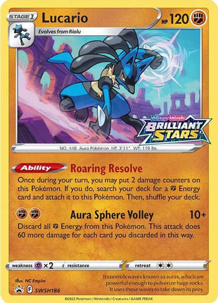 Lucario - SWSH186 - SWSH Sword and Shield Promo Cards - Holofoil - Near Mint (NM)