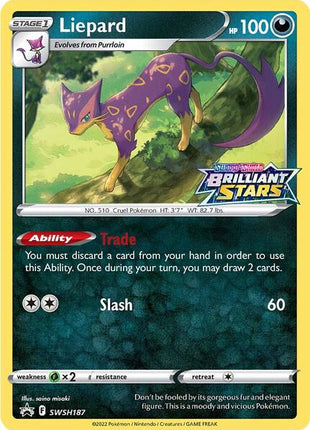 Liepard - SWSH187 - SWSH Sword and Shield Promo Cards - Holofoil - Near Mint (NM)