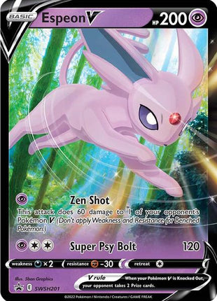 Espeon V - SWSH201 - SWSH Sword and Shield Promo Cards - Holofoil - Damaged