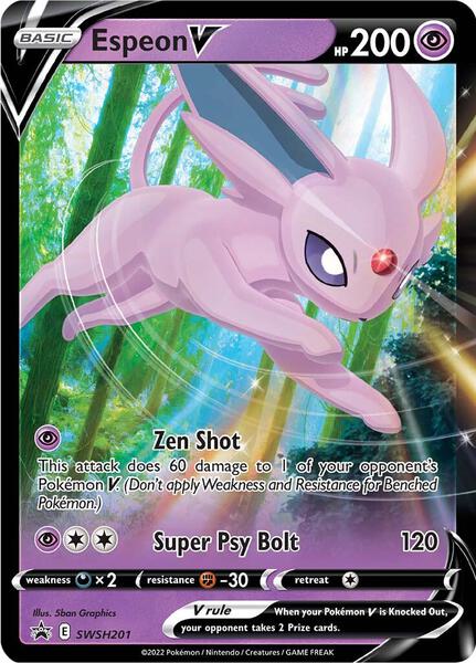 Espeon V - SWSH201 - SWSH Sword and Shield Promo Cards - Holofoil - Damaged
