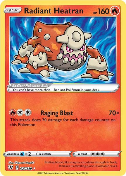Radiant Heatran - SWSH10 Astral Radiance - Holofoil - Near Mint (NM)