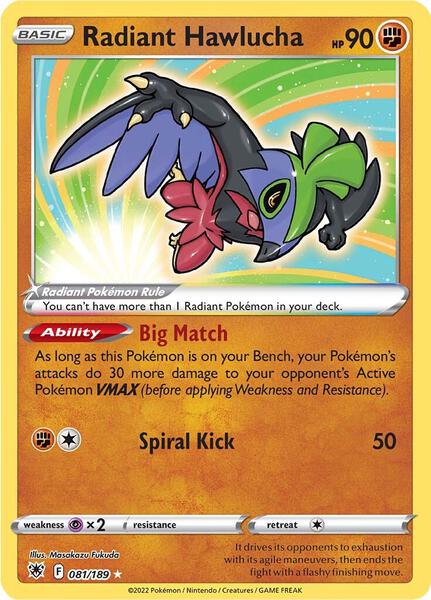 Radiant Hawlucha - SWSH10 Astral Radiance - Holofoil - Near Mint (NM)