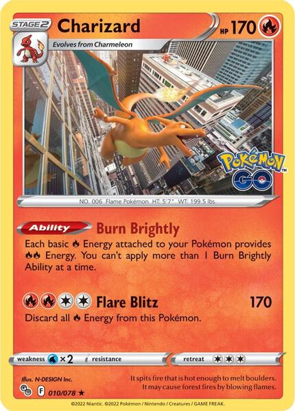 Charizard - Pokemon GO - Holofoil - Damaged