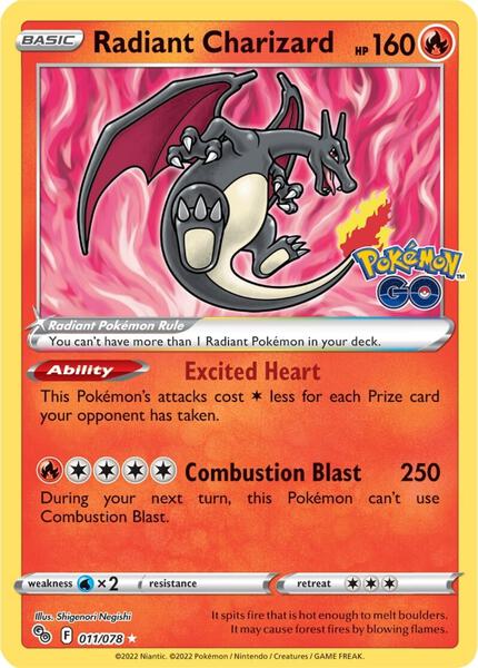Radiant Charizard - Pokemon GO - Holofoil - Near Mint (NM)