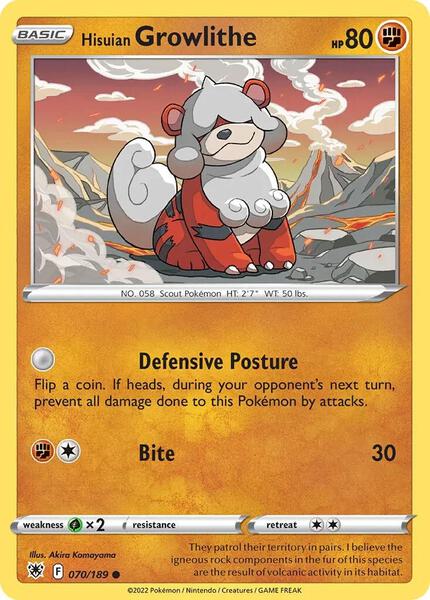 Hisuian Growlithe - 070/189 (Cosmos Holo) - Deck Exclusives - Holofoil - Near Mint (NM)