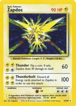 Zapdos - Base Set - Holofoil - Heavily Played (HP)