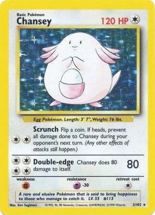 Chansey - Base Set - Holofoil - Moderately Played (MP)