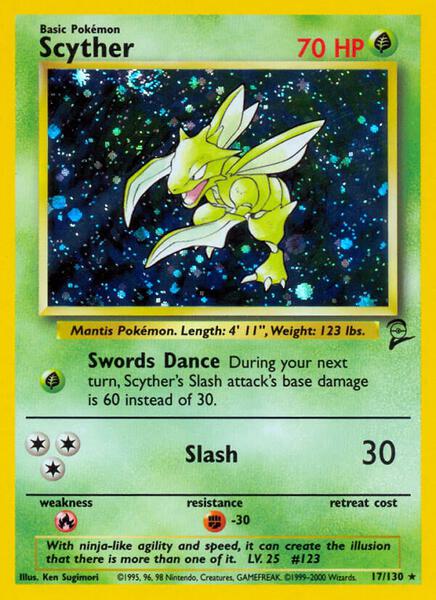 Scyther - Base Set 2 - Holofoil - Heavily Played (HP)