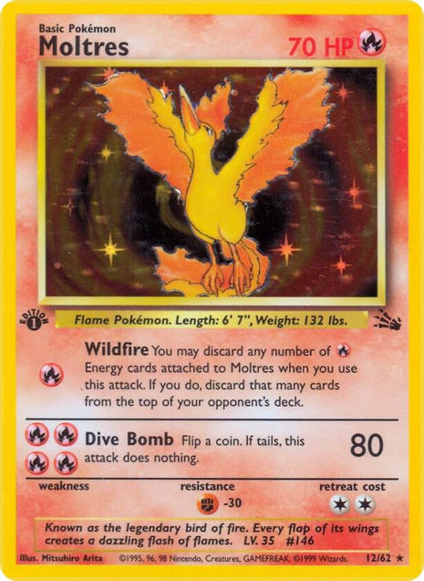 Moltres (12) - Fossil - Unlimited Holofoil - Lightly Played (LP)