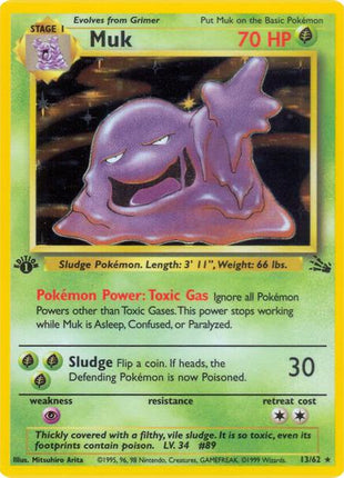 Muk (13) - Fossil - Unlimited Holofoil - Moderately Played (MP)