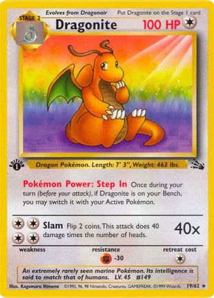 Dragonite (19) - Fossil - Unlimited - Lightly Played (LP)