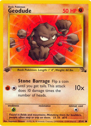 Geodude - Fossil - 1st Edition - Near Mint (NM)