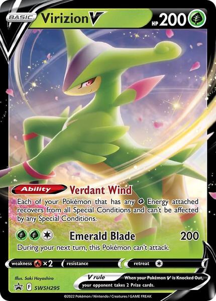 Virizion V - SWSH295 - SWSH Sword and Shield Promo Cards - Holofoil - Near Mint (NM)