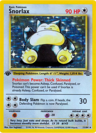 Snorlax (11) - Jungle - Unlimited Holofoil - Heavily Played (HP)