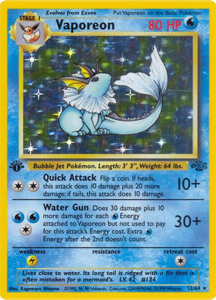 Vaporeon (12) - Jungle - Unlimited Holofoil - Damaged