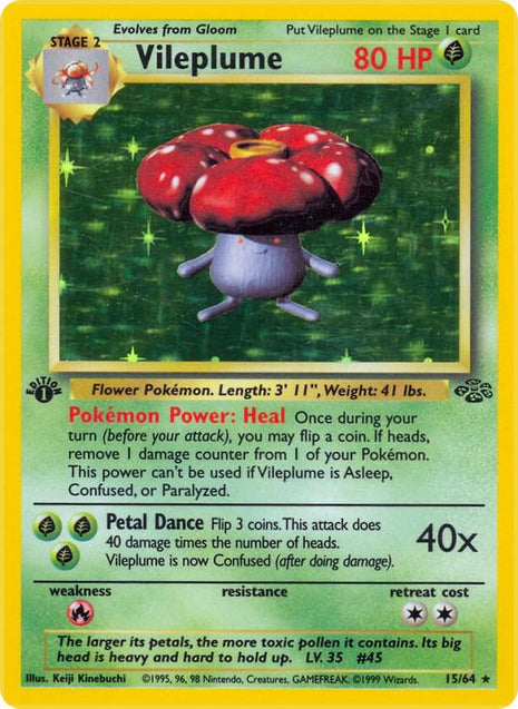 Vileplume (15) - Jungle - Unlimited Holofoil - Lightly Played (LP)