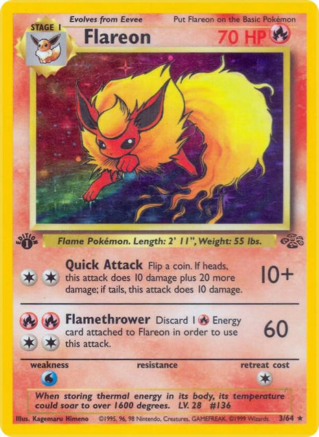 Flareon (3) - Jungle - Unlimited Holofoil - Damaged