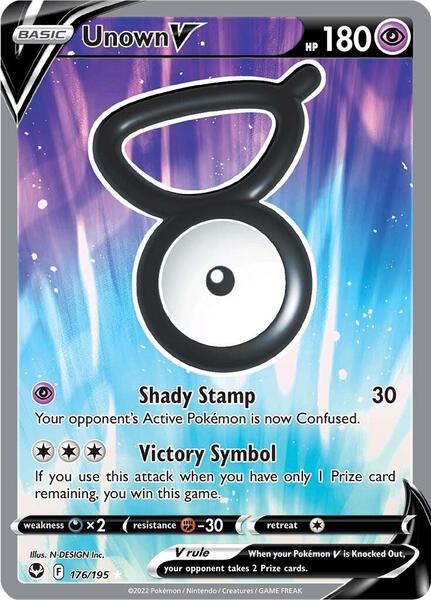 Unown V (Full Art) - SWSH12 Silver Tempest - Holofoil - Near Mint (NM)