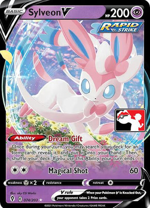 Sylveon V - 074/203 - Prize Pack Series Cards - Holofoil - Near Mint (NM)