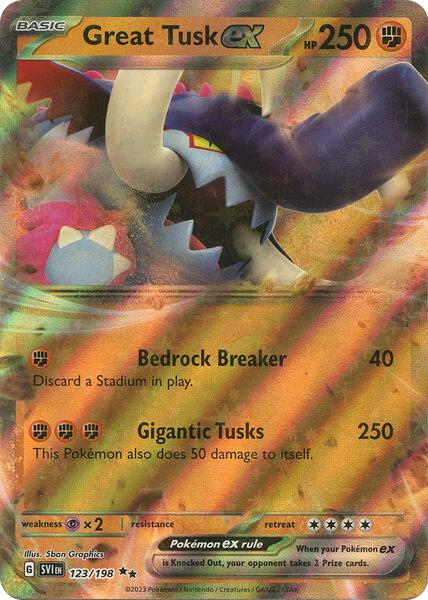 Great Tusk ex - 123/198 - SV01 Scarlet and Violet Base Set - Holofoil - Near Mint (NM)