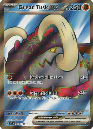 Great Tusk ex - 230/198 - SV01 Scarlet and Violet Base Set - Holofoil - Near Mint (NM)