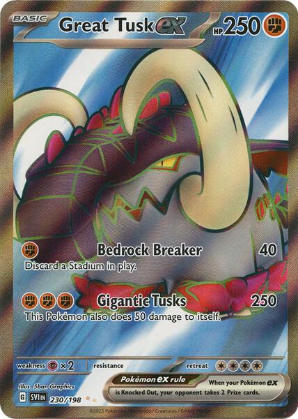 Great Tusk ex - 230/198 - SV01 Scarlet and Violet Base Set - Holofoil - Near Mint (NM)