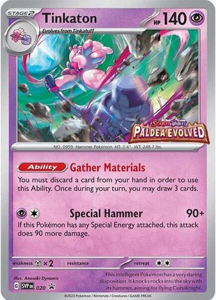 Tinkaton - 020 (Prerelease) - SV Scarlet and Violet Promo Cards - Holofoil - Near Mint (NM)