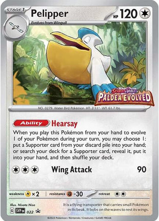 Pelipper - 022 (Prerelease) - SV Scarlet and Violet Promo Cards - Holofoil - Near Mint (NM)