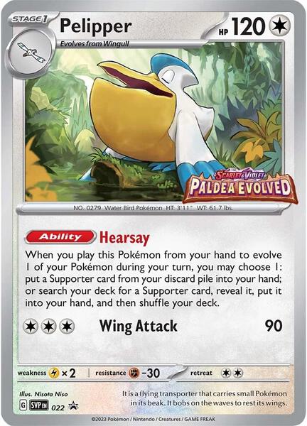 Pelipper - 022 (Prerelease) - SV Scarlet and Violet Promo Cards - Holofoil - Near Mint (NM)