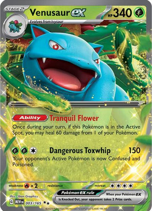 Venusaur ex - 003/165 - SV Scarlet and Violet 151 - Holofoil - Near Mint (NM)
