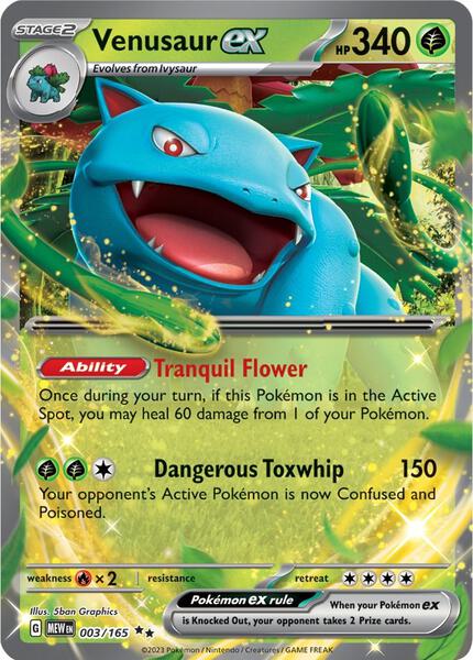Venusaur ex - 003/165 - SV Scarlet and Violet 151 - Holofoil - Near Mint (NM)