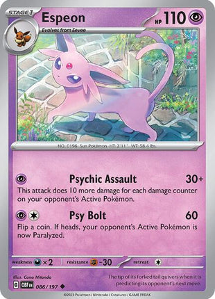 Espeon - SV03 Obsidian Flames - Reverse Holofoil - Near Mint (NM)
