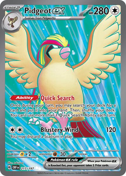 Pidgeot ex - 217/197 - SV03 Obsidian Flames - Holofoil - Near Mint (NM)