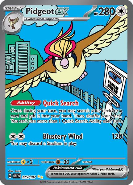 Pidgeot ex - 225/197 - SV03 Obsidian Flames - Holofoil - Near Mint (NM)