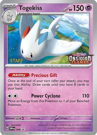 Togekiss - 038 (Prerelease) [Staff] - SV Scarlet and Violet Promo Cards - Holofoil - Near Mint (NM)
