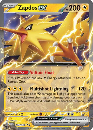 Zapdos ex - 145/165 - SV Scarlet and Violet 151 - Holofoil - Near Mint (NM)