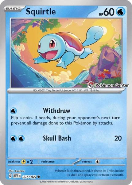 Squirtle - 007/165 (Pokemon Center Exclusive) - SV Scarlet and Violet Promo Cards - Reverse Holofoil - Near Mint (NM)