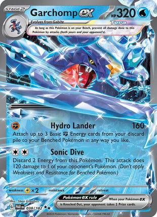 Garchomp ex - 038/182 - SV04 Paradox Rift - Holofoil - Near Mint (NM)