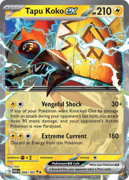 Tapu Koko ex - 068/182 - SV04 Paradox Rift - Holofoil - Near Mint (NM)