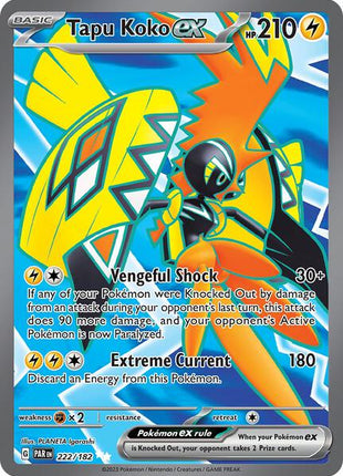 Tapu Koko ex - 222/182 - SV04 Paradox Rift - Holofoil - Near Mint (NM)