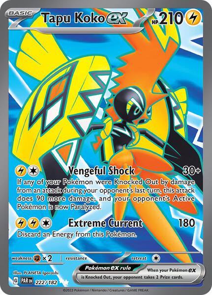 Tapu Koko ex - 222/182 - SV04 Paradox Rift - Holofoil - Near Mint (NM)